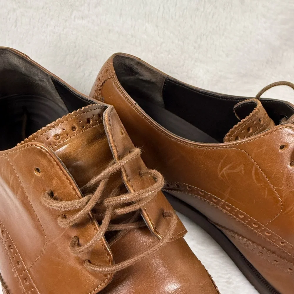 Cole Haan Men’s Wingtip Oxford Dress Shoes Grand.OS Tan Leather Size 10.5